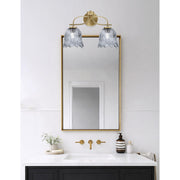Toltec Cavella 12.5in 2-Light Bath Bar | Modern New Age Brass and Smoke Lava Glass | Bathroom Vanity Light | D 8.5 x H 12.5 in | Model 3912-NAB-4232
