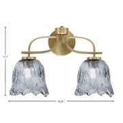 Toltec Cavella 12.5in 2-Light Bath Bar | Modern New Age Brass and Smoke Lava Glass | Bathroom Vanity Light | D 8.5 x H 12.5 in | Model 3912-NAB-4232