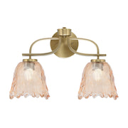 Toltec Cavella 12.5in 2-Light Bath Bar | Modern New Age Brass and Amber Lava Glass | Bathroom Vanity Light | D 8.5 x H 12.5 in | Model 3912-NAB-4233
