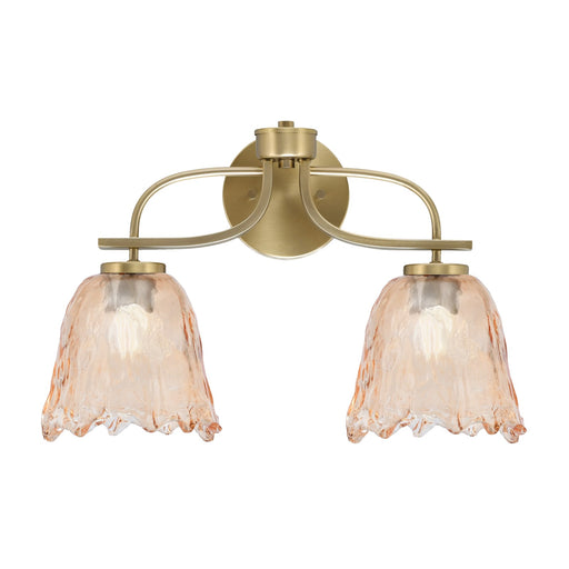 Toltec Cavella 12.5in 2-Light Bath Bar | Modern New Age Brass and Amber Lava Glass | Bathroom Vanity Light | D 8.5 x H 12.5 in | Model 3912-NAB-4233