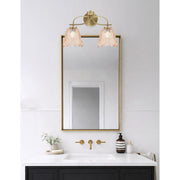 Toltec Cavella 12.5in 2-Light Bath Bar | Modern New Age Brass and Amber Lava Glass | Bathroom Vanity Light | D 8.5 x H 12.5 in | Model 3912-NAB-4233