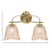 Toltec Cavella 12.5in 2-Light Bath Bar | Modern New Age Brass and Amber Lava Glass | Bathroom Vanity Light | D 8.5 x H 12.5 in | Model 3912-NAB-4233