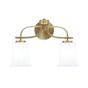 Toltec Cavella 12in 2-Light Bath Vanity Light | Modern New Age Brass and White Opal Glass | Bathroom Vanity & Mirror Lighting | 7.25 x 12 in | Model 3912-NAB-5031