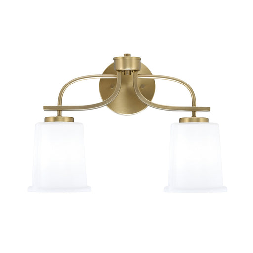 Toltec Cavella 12in 2-Light Bath Vanity Light | Modern New Age Brass and White Opal Glass | Bathroom Vanity & Mirror Lighting | 7.25 x 12 in | Model 3912-NAB-5031
