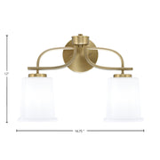 Toltec Cavella 12in 2-Light Bath Vanity Light | Modern New Age Brass and White Opal Glass | Bathroom Vanity & Mirror Lighting | 7.25 x 12 in | Model 3912-NAB-5031