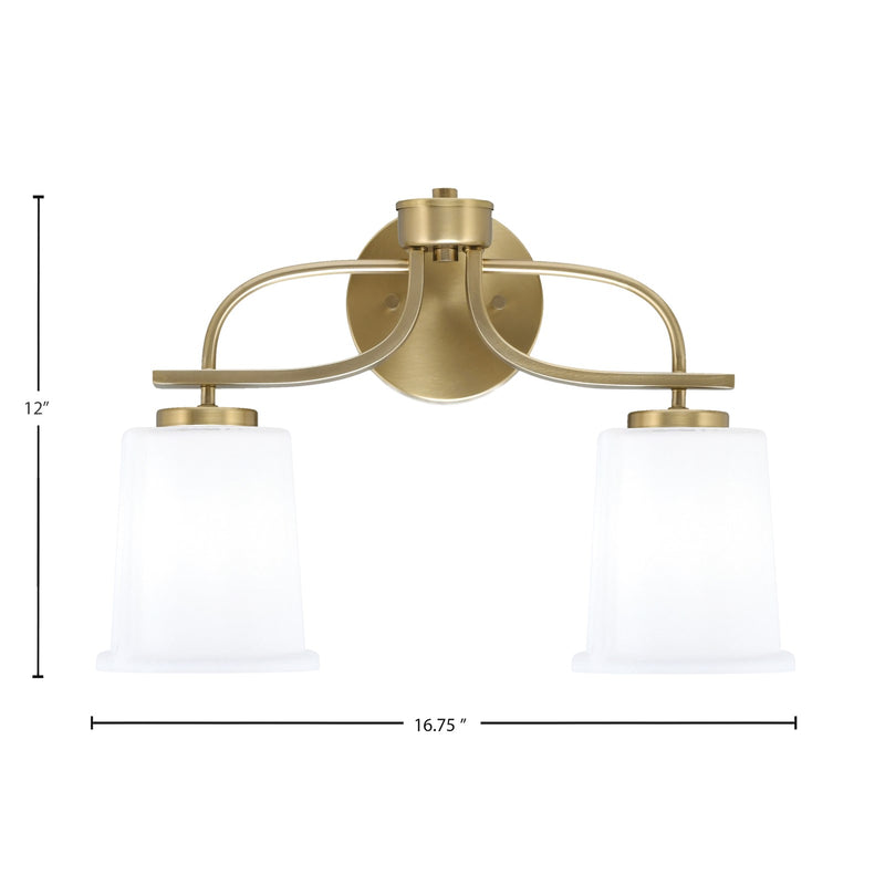 Toltec Cavella 12in 2-Light Bath Vanity Light | Modern New Age Brass and White Opal Glass | Bathroom Vanity & Mirror Lighting | 7.25 x 12 in | Model 3912-NAB-5031