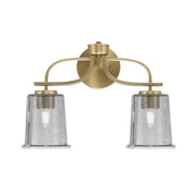 Toltec Cavella 12in 2-Light Bath Vanity Light | Modern New Age Brass and Smoke Bubble Glass | Bathroom Vanity & Mirror Lighting | 7.25 x 12 in | Model 3912-NAB-5032