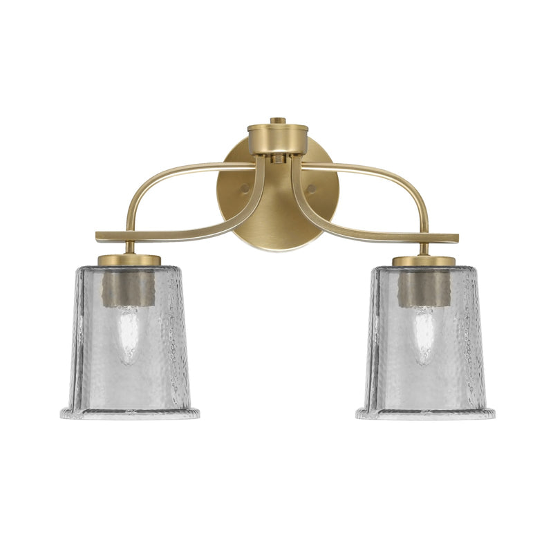 Toltec Cavella 12in 2-Light Bath Vanity Light | Modern New Age Brass and Smoke Bubble Glass | Bathroom Vanity & Mirror Lighting | 7.25 x 12 in | Model 3912-NAB-5032