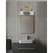 Toltec Cavella 12in 2-Light Bath Vanity Light | Modern New Age Brass and Smoke Bubble Glass | Bathroom Vanity & Mirror Lighting | 7.25 x 12 in | Model 3912-NAB-5032
