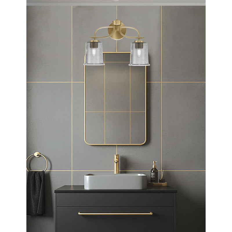 Toltec Cavella 12in 2-Light Bath Vanity Light | Modern New Age Brass and Smoke Bubble Glass | Bathroom Vanity & Mirror Lighting | 7.25 x 12 in | Model 3912-NAB-5032