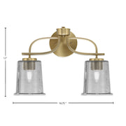 Toltec Cavella 12in 2-Light Bath Vanity Light | Modern New Age Brass and Smoke Bubble Glass | Bathroom Vanity & Mirror Lighting | 7.25 x 12 in | Model 3912-NAB-5032