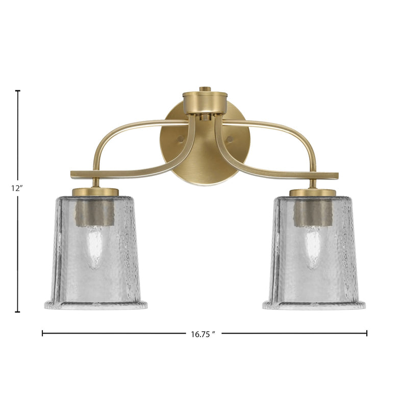 Toltec Cavella 12in 2-Light Bath Vanity Light | Modern New Age Brass and Smoke Bubble Glass | Bathroom Vanity & Mirror Lighting | 7.25 x 12 in | Model 3912-NAB-5032