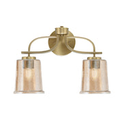 Toltec Cavella 12in 2-Light Bath Vanity Light | Modern New Age Brass and Amber Bubble Glass | Bathroom Vanity & Mirror Lighting | 7.25 x 12 in | Model 3912-NAB-5033