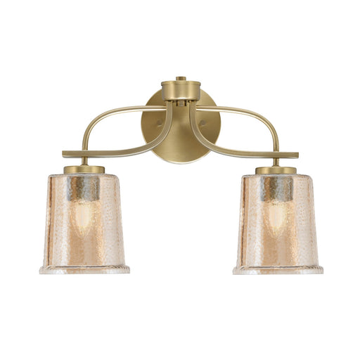 Toltec Cavella 12in 2-Light Bath Vanity Light | Modern New Age Brass and Amber Bubble Glass | Bathroom Vanity & Mirror Lighting | 7.25 x 12 in | Model 3912-NAB-5033