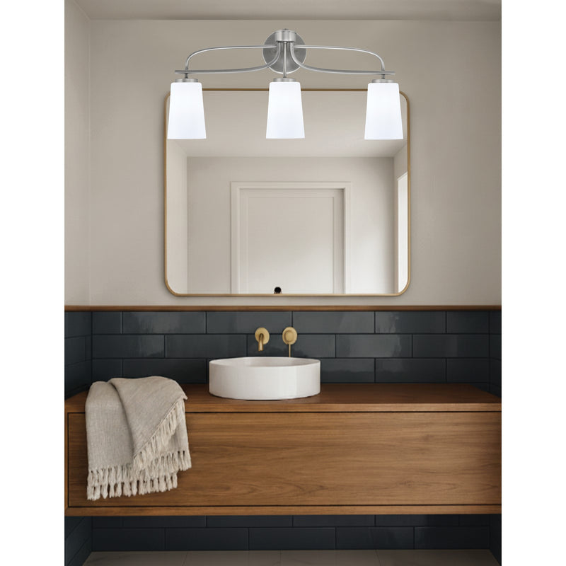 Toltec Cavella 12.5in 3-Light Bath Bar | Modern Graphite and White Opal Glass | Bathroom Vanity Light | D 7 x H 12.5 in | Model 3913-GP-261