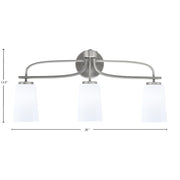 Toltec Cavella 12.5in 3-Light Bath Bar | Modern Graphite and White Opal Glass | Bathroom Vanity Light | D 7 x H 12.5 in | Model 3913-GP-261