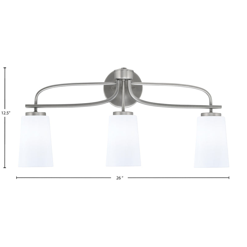 Toltec Cavella 12.5in 3-Light Bath Bar | Modern Graphite and White Opal Glass | Bathroom Vanity Light | D 7 x H 12.5 in | Model 3913-GP-261