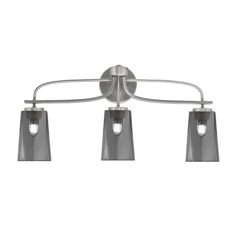 Toltec Cavella 12.5in 3-Light Bath Bar | Modern Graphite and Smoke Bubble Glass | Bathroom Vanity Light | D 7 x H 12.5 in | Model 3913-GP-262