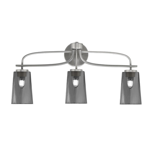 Toltec Cavella 12.5in 3-Light Bath Bar | Modern Graphite and Smoke Bubble Glass | Bathroom Vanity Light | D 7 x H 12.5 in | Model 3913-GP-262
