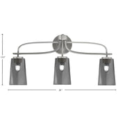 Toltec Cavella 12.5in 3-Light Bath Bar | Modern Graphite and Smoke Bubble Glass | Bathroom Vanity Light | D 7 x H 12.5 in | Model 3913-GP-262