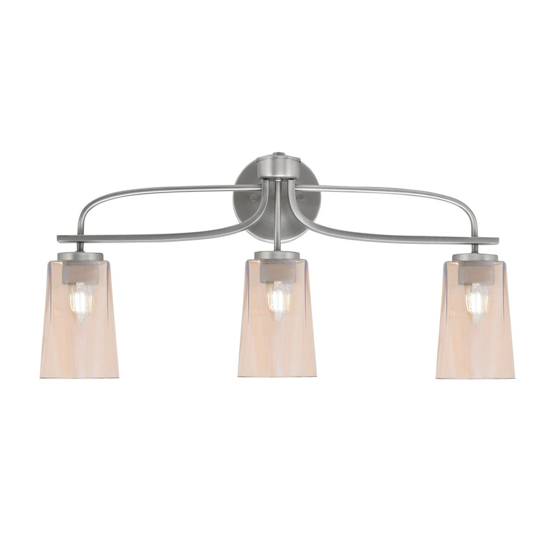 Toltec Cavella 12.5in 3-Light Bath Bar | Modern Graphite Steel and Amber Gradient Glass | Bathroom Vanity & Powder Room | 7 x 12.5 in | Model 3913-GP-263