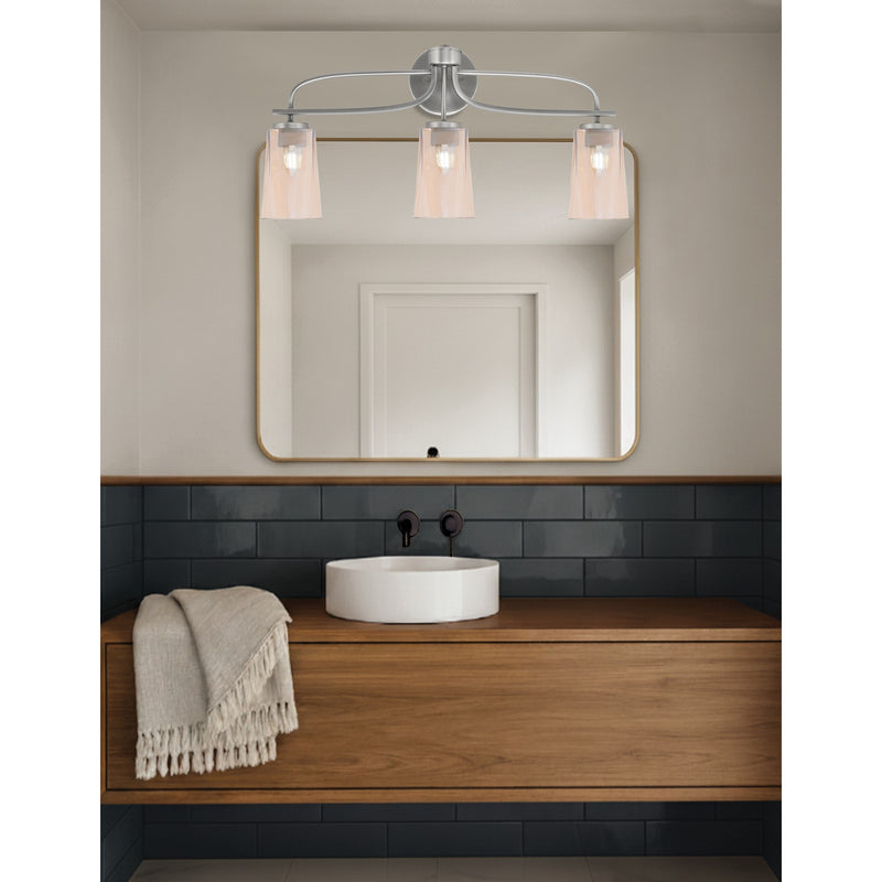 Toltec Cavella 12.5in 3-Light Bath Bar | Modern Graphite Steel and Amber Gradient Glass | Bathroom Vanity & Powder Room | 7 x 12.5 in | Model 3913-GP-263