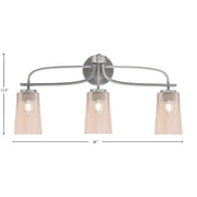 Toltec Cavella 12.5in 3-Light Bath Bar | Modern Graphite Steel and Amber Gradient Glass | Bathroom Vanity & Powder Room | 7 x 12.5 in | Model 3913-GP-263