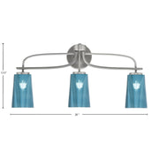 Toltec Cavella 12.5in 3-Light Bath Bar | Modern Graphite Steel and Blue Gradient Glass | Bathroom Vanity & Powder Room | 7 x 12.5 in | Model 3913-GP-265