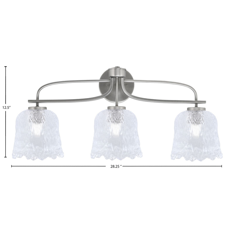 Toltec Cavella 12.5in 3-Light Bath Bar | Modern Graphite and Clear Lava Glass | Bathroom Vanity Light | 8.5 x 12.5 in | Model 3913-GP-4230
