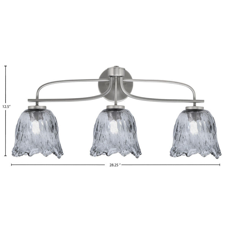 Toltec Cavella 12.5in 3-Light Bath Bar | Modern Graphite and Smoke Lava Glass | Bathroom Vanity Light | 8.5 x 12.5 in | Model 3913-GP-4232