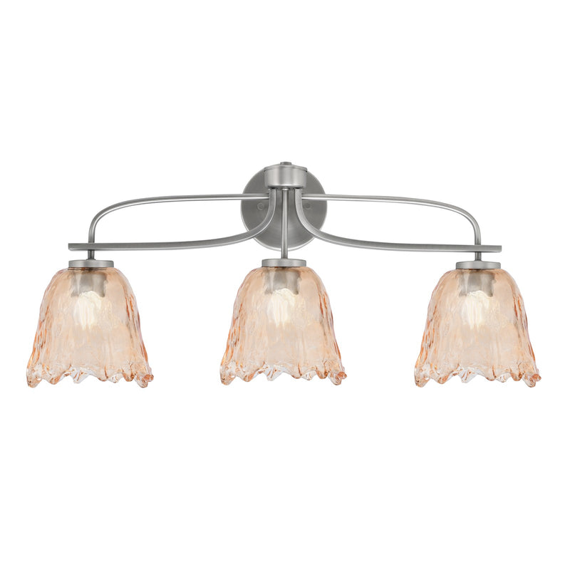 Toltec Cavella 12.5in 3-Light Bath Bar | Modern Graphite and Amber Lava Glass | Bathroom Vanity Light | 8.5 x 12.5 in | Model 3913-GP-4233