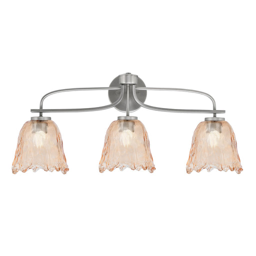 Toltec Cavella 12.5in 3-Light Bath Bar | Modern Graphite and Amber Lava Glass | Bathroom Vanity Light | 8.5 x 12.5 in | Model 3913-GP-4233