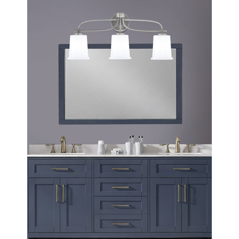 Toltec Cavella 12in 3-Light Bath Bar | Modern Graphite Steel and White Opal Glass | Bathroom Vanity & Powder Room | 7.25 x 12 in | Model 3913-GP-5031