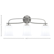 Toltec Cavella 12in 3-Light Bath Bar | Modern Graphite Steel and White Opal Glass | Bathroom Vanity & Powder Room | 7.25 x 12 in | Model 3913-GP-5031