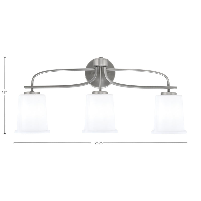 Toltec Cavella 12in 3-Light Bath Bar | Modern Graphite Steel and White Opal Glass | Bathroom Vanity & Powder Room | 7.25 x 12 in | Model 3913-GP-5031