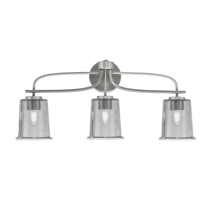 Toltec Cavella 12in 3-Light Bath Bar | Modern Graphite Steel and Smoke Bubble Glass | Bathroom Vanity & Powder Room | 7.25 x 12 in | Model 3913-GP-5032