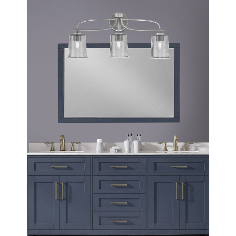 Toltec Cavella 12in 3-Light Bath Bar | Modern Graphite Steel and Smoke Bubble Glass | Bathroom Vanity & Powder Room | 7.25 x 12 in | Model 3913-GP-5032
