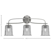 Toltec Cavella 12in 3-Light Bath Bar | Modern Graphite Steel and Smoke Bubble Glass | Bathroom Vanity & Powder Room | 7.25 x 12 in | Model 3913-GP-5032