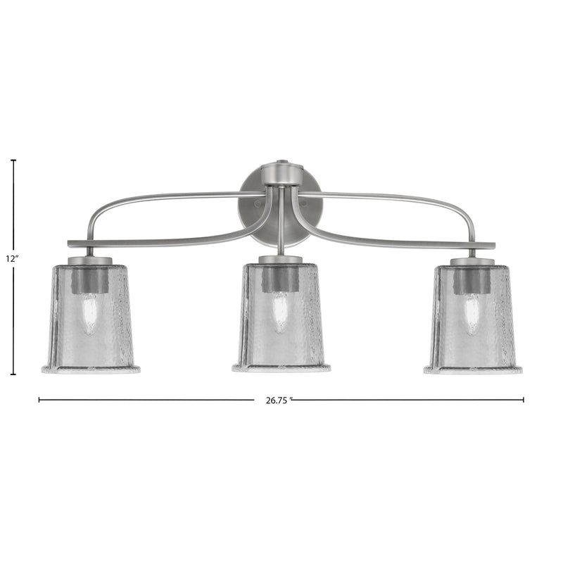 Toltec Cavella 12in 3-Light Bath Bar | Modern Graphite Steel and Smoke Bubble Glass | Bathroom Vanity & Powder Room | 7.25 x 12 in | Model 3913-GP-5032
