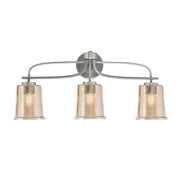Toltec Cavella 12in 3-Light Bath Bar | Modern Graphite and Amber Bubble Glass | Bathroom Vanity Light | 7.25 x 12 in | Model 3913-GP-5033