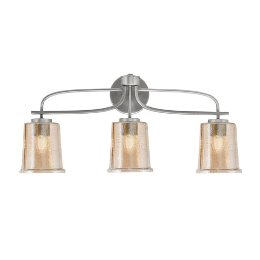 Toltec Cavella 12in 3-Light Bath Bar | Modern Graphite and Amber Bubble Glass | Bathroom Vanity Light | 7.25 x 12 in | Model 3913-GP-5033