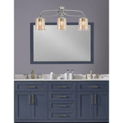 Toltec Cavella 12in 3-Light Bath Bar | Modern Graphite and Amber Bubble Glass | Bathroom Vanity Light | 7.25 x 12 in | Model 3913-GP-5033