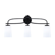 Toltec Cavella 12.5in 3-Light Bath Bar | Modern Matte Black Steel and White Opal Glass | Bathroom Vanity | 7 x 12.5 in | Model 3913-MB-261