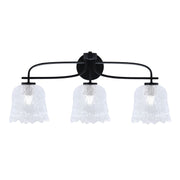 Toltec Cavella 3-Light Bath Bar | Modern Matte Black and Clear Lava Glass | Bathroom Vanity Lighting | 8.5 x 12.5 in | Model 3913-MB-4230