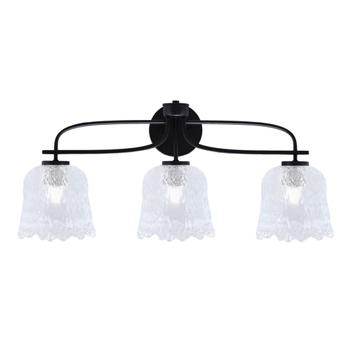 Toltec Cavella 3-Light Bath Bar | Modern Matte Black and Clear Lava Glass | Bathroom Vanity Lighting | 8.5 x 12.5 in | Model 3913-MB-4230