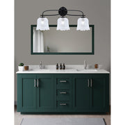 Toltec Cavella 3-Light Bath Bar | Modern Matte Black and Clear Lava Glass | Bathroom Vanity Lighting | 8.5 x 12.5 in | Model 3913-MB-4230