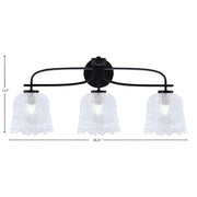 Toltec Cavella 3-Light Bath Bar | Modern Matte Black and Clear Lava Glass | Bathroom Vanity Lighting | 8.5 x 12.5 in | Model 3913-MB-4230