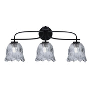 Toltec Cavella 12.5in 3-Light Bath Bar | Modern Matte Black Steel and Smoke Lava Glass | Bathroom Vanity | 8.5 x 12.5 in | Model 3913-MB-4232
