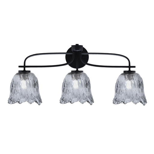 Toltec Cavella 12.5in 3-Light Bath Bar | Modern Matte Black Steel and Smoke Lava Glass | Bathroom Vanity | 8.5 x 12.5 in | Model 3913-MB-4232