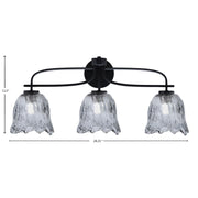 Toltec Cavella 12.5in 3-Light Bath Bar | Modern Matte Black Steel and Smoke Lava Glass | Bathroom Vanity | 8.5 x 12.5 in | Model 3913-MB-4232